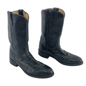 Justin Vintage USA Black Leather Western Roper Boots Women’s Size 6.5 Preowned